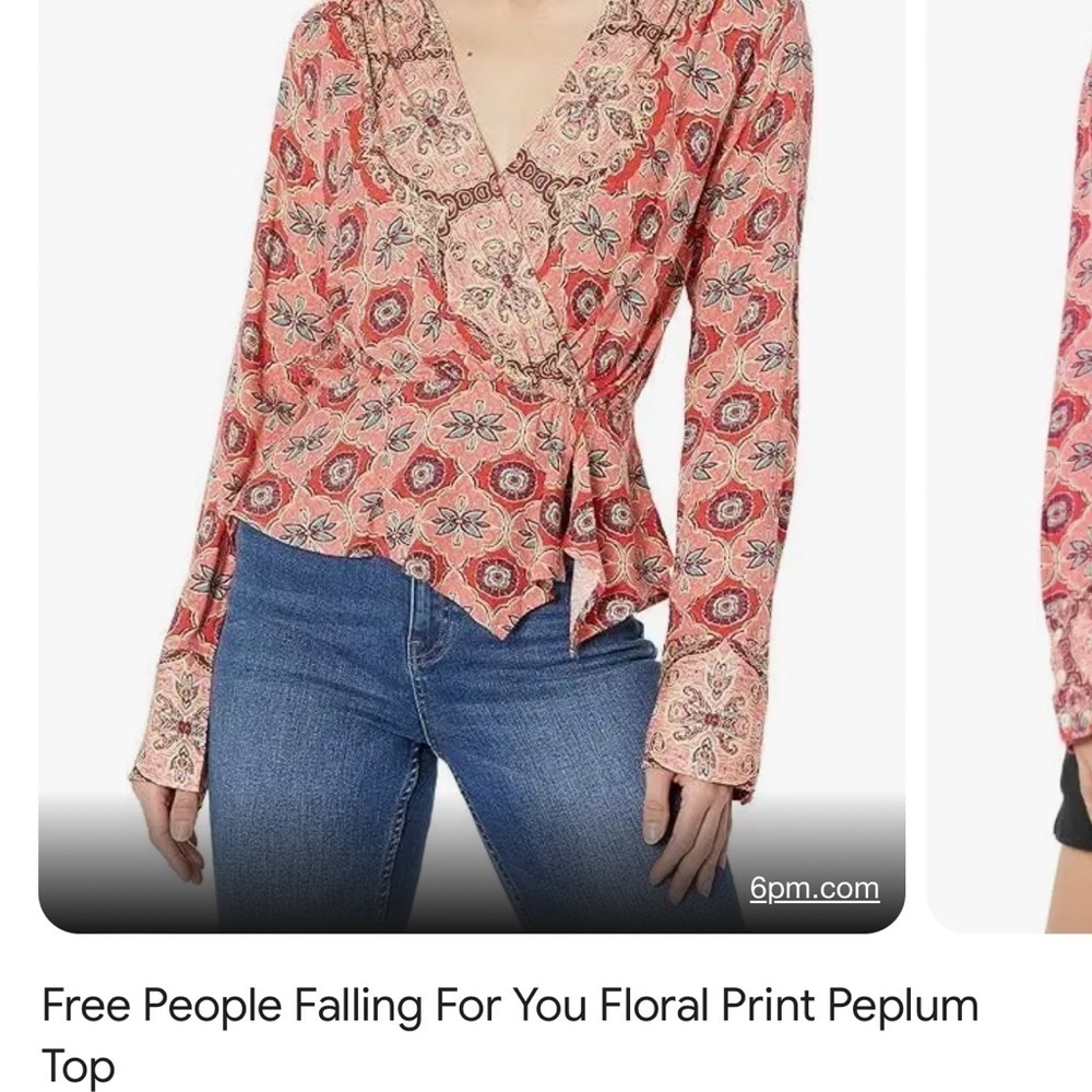 NWT Free People Falling For You Floral Print Peplum Top